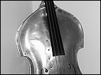 Front view of a aluminum double bass