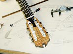 1982 D'Aquisto nylon string guitar on the workbench of James Condino