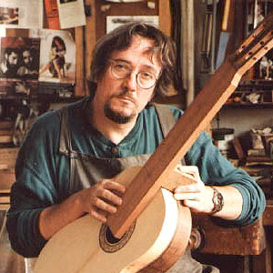 Picture of Thomas Humphrey fitting a guitar neck