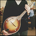 Peggy Stuart with her finished sunburst mandolin