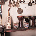 View inside the shop showing various instruments