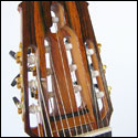 Front of the peghead of a 13-string Chiavi-Miolin guitar