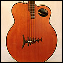 A completed Jayhawk acoustic bass guitar