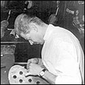 Bernard Millant making a violin at the Moscow USSR National Exhibition