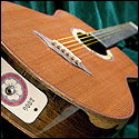 End view of a guitar donated to the auction at the 2006 National Cowboy Poetry Gathering built by Chris and Jeremy Jenkins