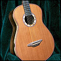 Front view of a guitar donated to the auction at the 2006 National Cowboy Poetry Gathering built by Chris and Jeremy Jenkins