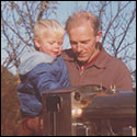 David Rodgers and son, Rob with model steam locomotive