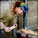 Using the Lucchi meter to select wood in the Alps, 1999.