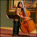 Miriam Chong demonstrates the bass.