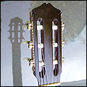 View of the peghead of a 1930 Santos Hernandez guitar