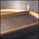 Inside view of the back bracing on a 1930 Santos Hernandez guitar