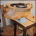 Guitar top and sides inside a mold in the workshop of Olivier Fanton d'Anton