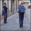 Robbie O'Brien walking down street in Spain