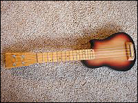 Full view of the solid body ukulele