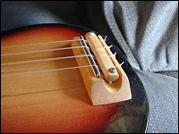 View of the bridge of ukulele