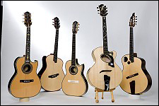 5 two fan fret guitars by Michael Keller