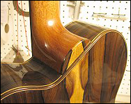 Back view of the neck and body of guitar