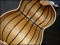 The inside view of a stave-back guitar